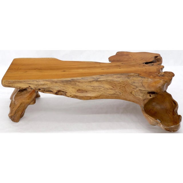 Brown Large Oversize Solid Teak Live Edge Coffee Table For Sale - Image 8 of 13