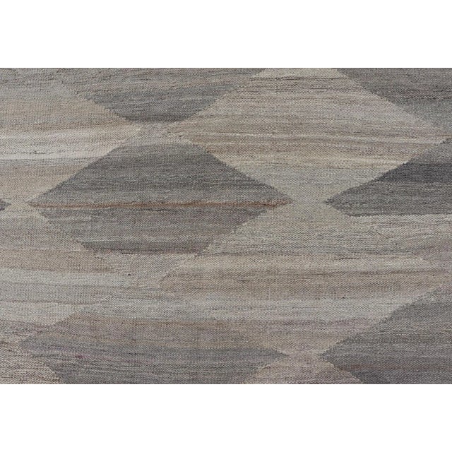 Grey, Lt Green Hand Woven Flat-Weave Kilim Rug by Keivan Woven Arts 8'10 X 12'0 For Sale - Image 10 of 13