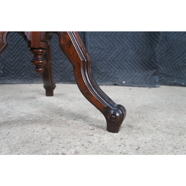 Antique Victorian Eastlake Walnut Burl Carved Pedestal Table Sculpture Stand For Sale - Image 4 of 12
