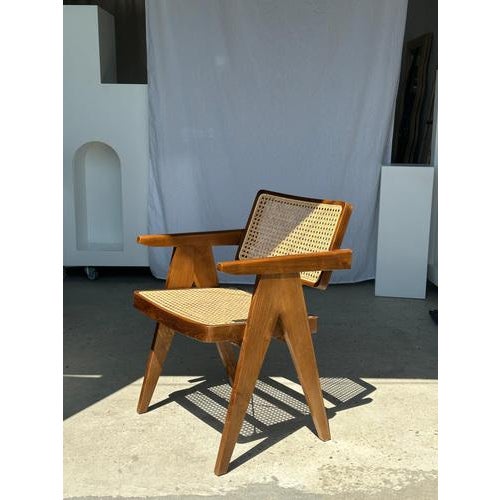 Natural Wood Cane Office Chair For Sale - Image 3 of 18