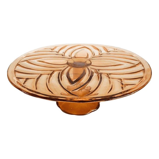 Art Deco Glass Cake Stand from Val St. Lambert, 1930s For Sale