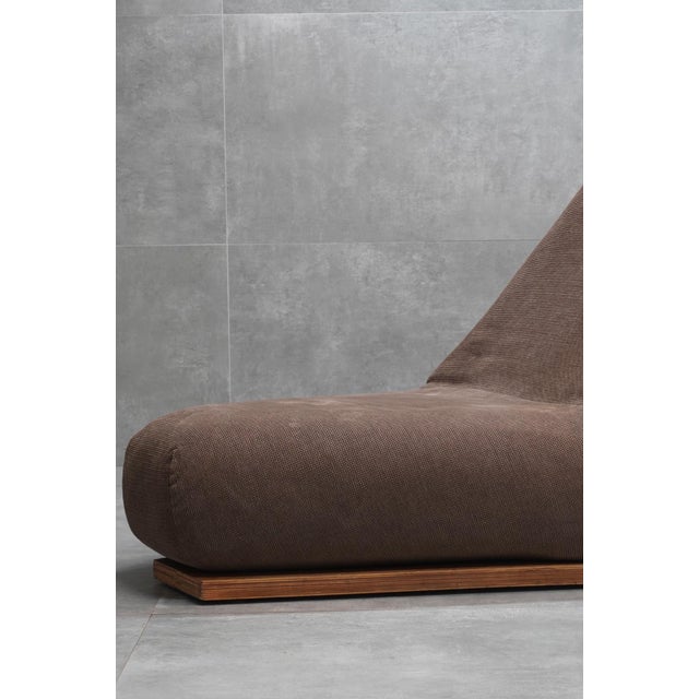 Vintage Architectural Lounge Seating in Textured Fabric and Wood, 1960s For Sale - Image 9 of 12