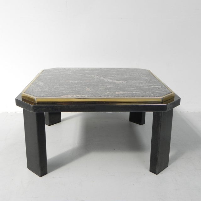 Metal Hollywood Regency Fedam Coffee Table in Marble and Steel Frame, 1970s For Sale - Image 7 of 17
