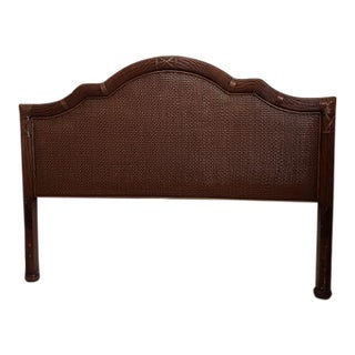 Vintage Wicker Bamboo Queen Headboard Tommy Bahama Style Dark Tone For Sale