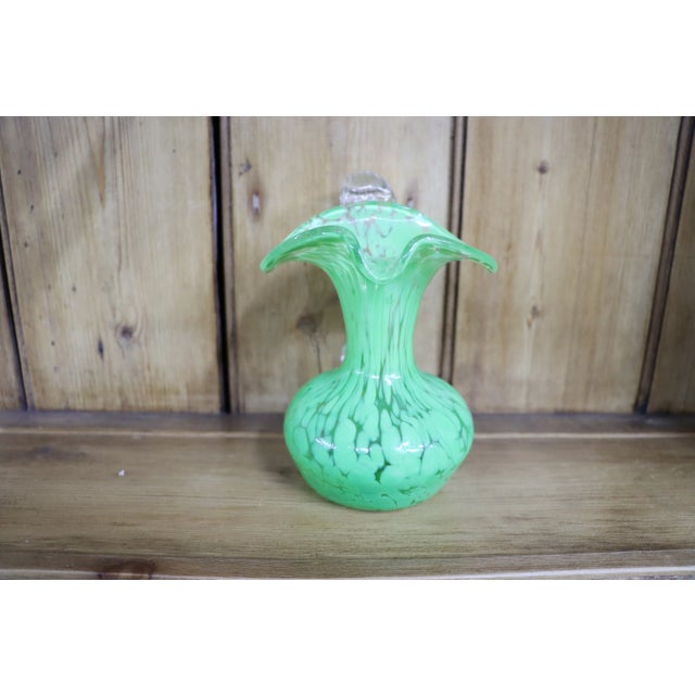 Italian Green Murano Glass Pitcher For Sale - Image 3 of 4