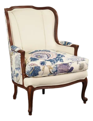 Schumacher Linen Accent Chair on Restored Vintage Ethan Allen Camille Bergere With Linen
