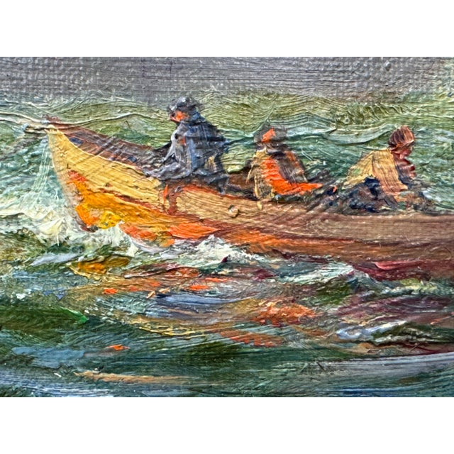 Late 19th Century j.g. Tyler Late 19th C. Seaside W/Ship & Boat For Sale - Image 5 of 6