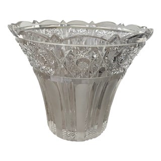 Cut Crystal Vase, 1950s For Sale