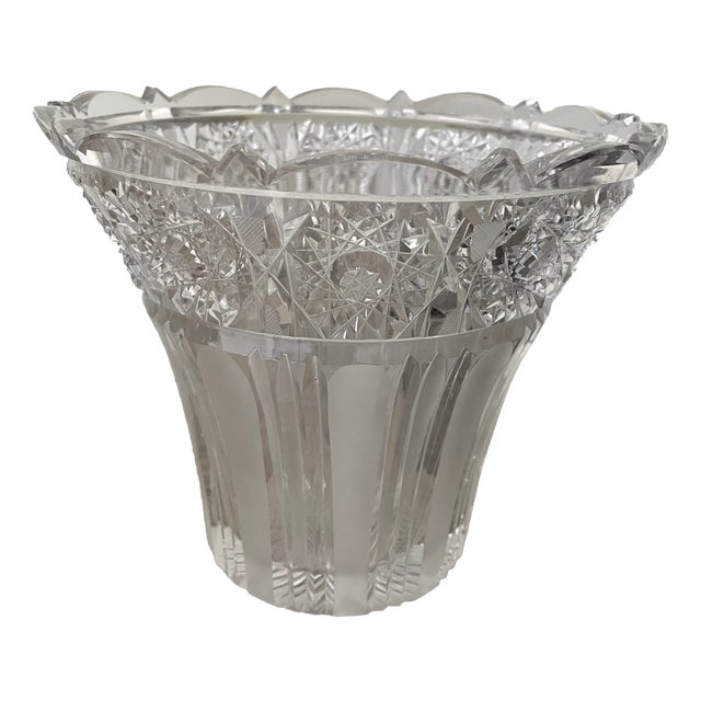 Cut Crystal Vase, 1950s For Sale