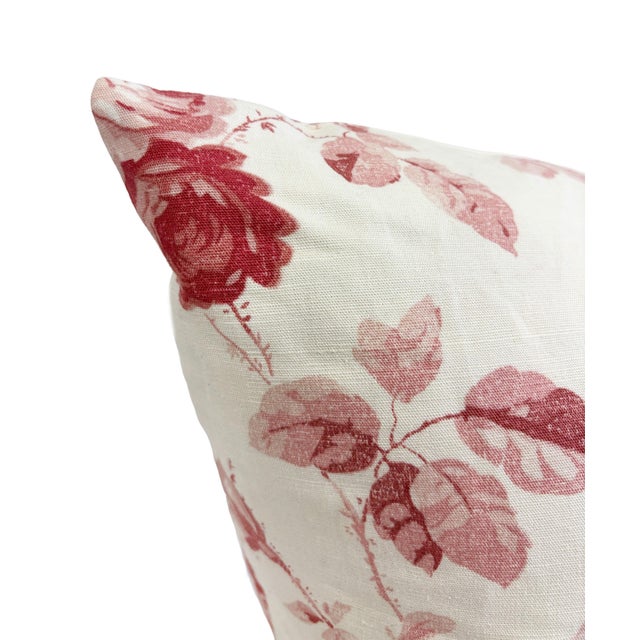 Pair of Large Rose Print Throw Pillows For Sale - Image 4 of 5