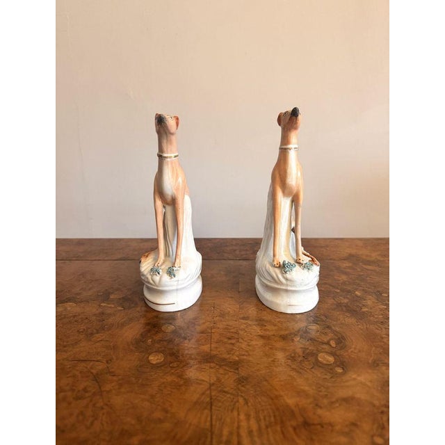 Late 19th Century Antique Victorian Greyhounds from Staffordshire, 1880, Set of 2 For Sale - Image 5 of 6