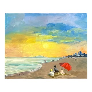 Satori Gregorakis Oil Painting of an Evening Seaside For Sale