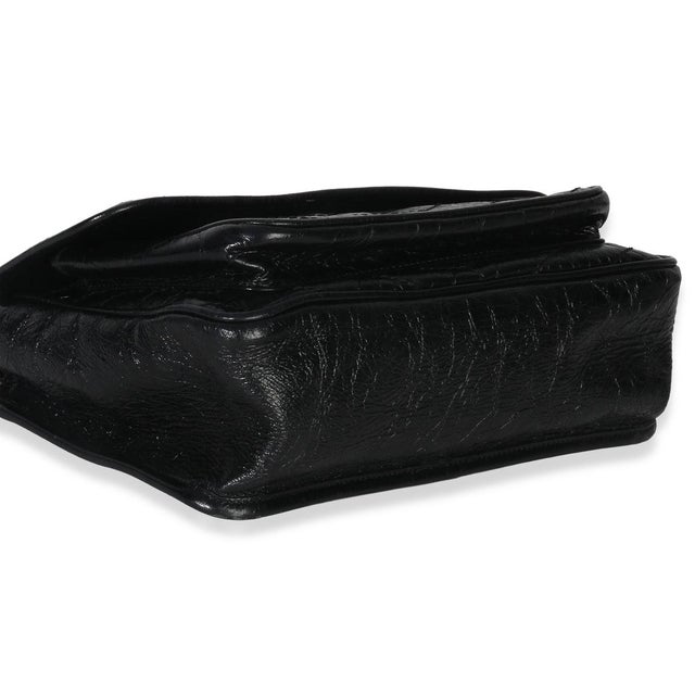 2010s Black Crinkled Calfskin Matelasse Medium Niki Chain Satchel For Sale - Image 5 of 8