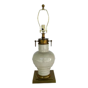 Currey & Company Modern Cream Crackle Glaze Porcelain Agatha Table Lamp