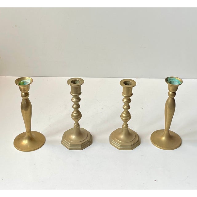 Vintage Danish Classical Candleholders in Brass, 1970s, Set of 4 For Sale - Image 4 of 9
