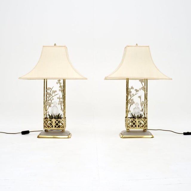 French Brass and Opaline Glass Table Lamps attributed to Maison Baguès, 1970s, Set of 2 For Sale - Image 12 of 12