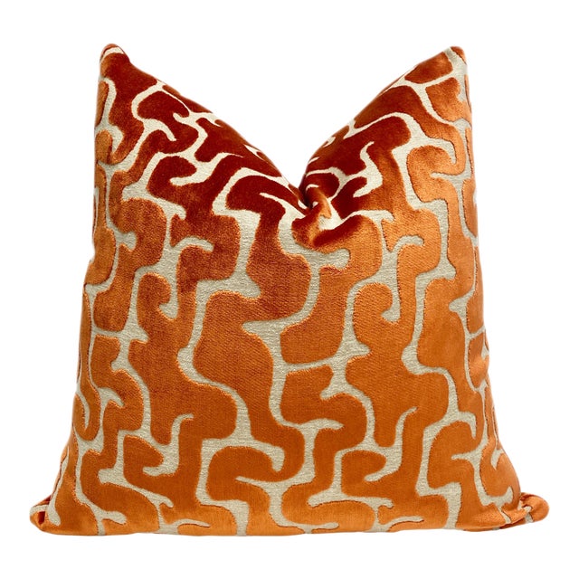 Orange Maze Velvet Decorative Throw Pillow Cover Chairish