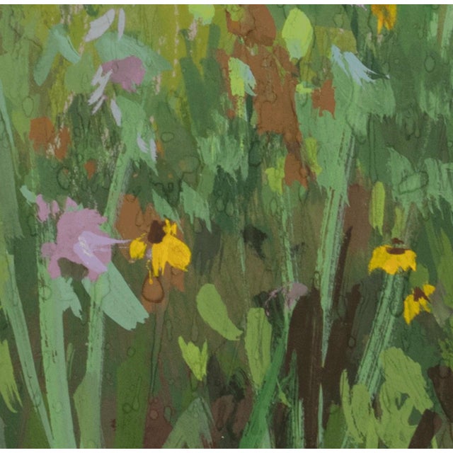 Impressionist Flowers, Showers by Judd Mercer | Gouache On Paper Floral landscape with various wildflowers. For Sale - Image 3 of 5