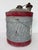 Farmhouse Vintage Galvanized Metal Oil Can With Red Bands & Wooden Handle, C. 1930s–1940s For Sale - Image 3 of 8