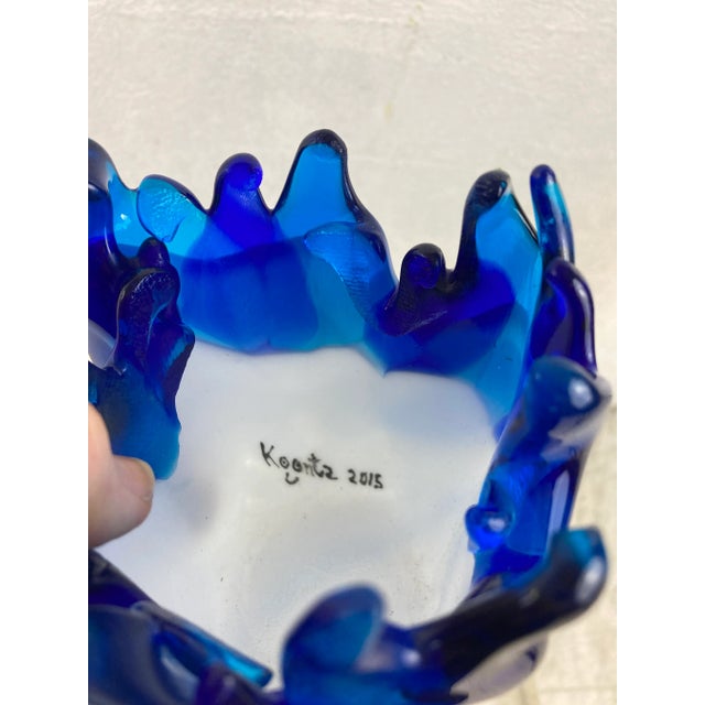 Flame Design Hand Blown Art Glass Bowl For Sale In Charleston - Image 6 of 7