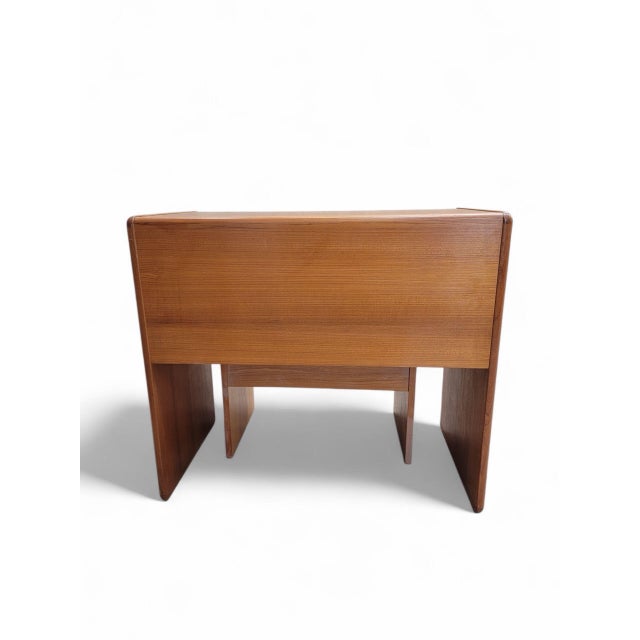 Mid-Century Modern Mid 20th Century Danish Vanity/Desk With Flip-Top Mirror and Stool For Sale - Image 3 of 10