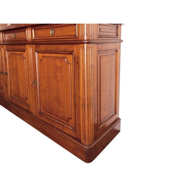 Wood Mid 20th Century French Louis Philippe Style Large Fruitwood Bookcase With Writing Desk For Sale - Image 7 of 13