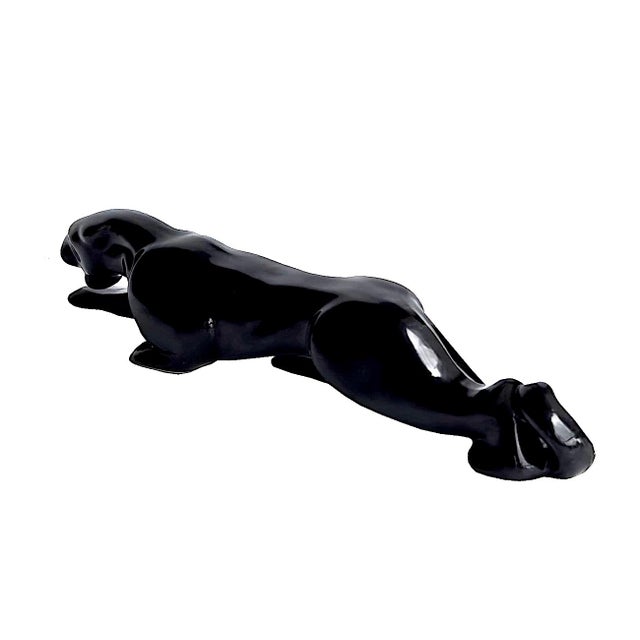 Royal Haeger Vintage Royal Haeger Crouching Black Panther Ceramic Figurine For Sale - Image 4 of 14