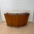 Stunning mid-century bar counter in teak wood, metal, and travertine, from Italy, circa 1970. Curved, tapered diamond...