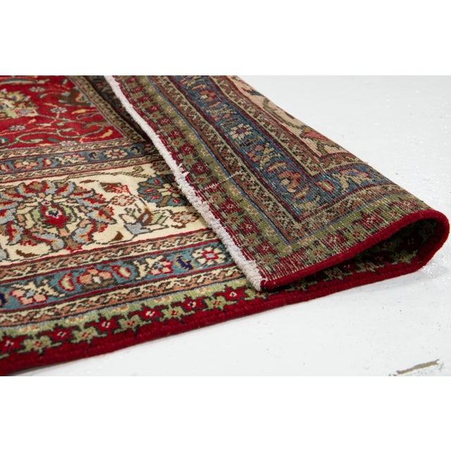 1960s Vintage Tabriz Square Wool Rug With Floral Motif For Sale - Image 4 of 10