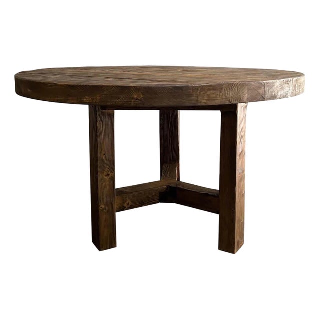 Custom Reclaimed Elm Wood Dining Table in Dark Finish For Sale