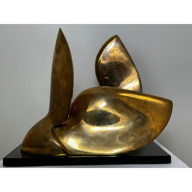 1970s Pair of Gilt Bronze Swans by Jack Zajac — Signed & Numbered 18/95, Limited Edition Mid-Century Modern Sculptures For Sale - Image 5 of 18