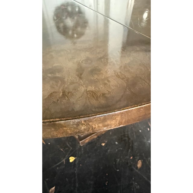 Brown 1970s Mastercraft Burlwood Expandable Dining Table — No Leaves Included For Sale - Image 8 of 15