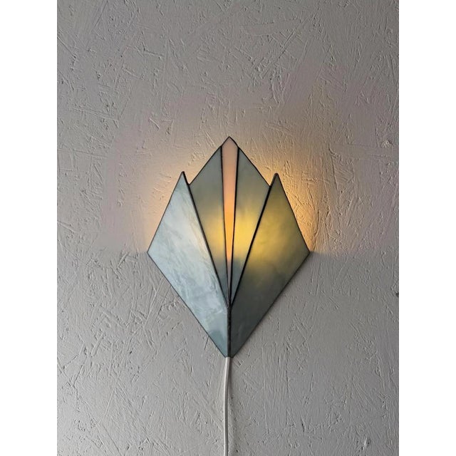 Glass Vintage Stained Glass Wall Lamp, 1970s For Sale - Image 7 of 10