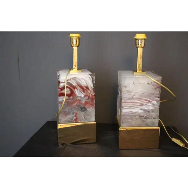 Murano Glass Block Table Lamps, 1990s, Set of 2 For Sale - Image 12 of 18