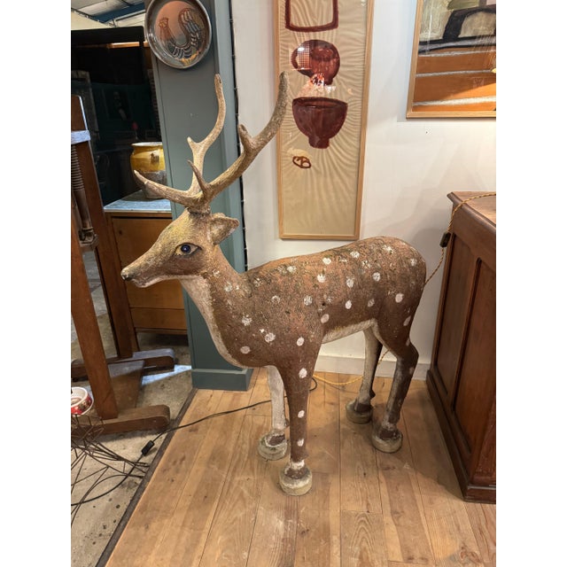 French Vintage Concrete Deer For Sale - Image 4 of 5