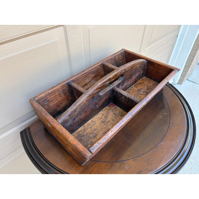 Early 20th Century Rustic Wooden Garden Trug With Divided Interior For Sale - Image 4 of 12