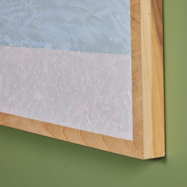 Robin's Egg Blue Bob Matheny Abstract Painting With Pencil For Sale - Image 8 of 12