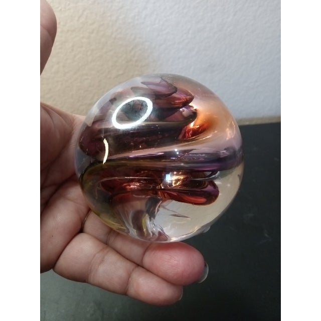 GORGEOUS Signed Marian Pyrcak 4" Pink Swirl Paperweight From Poland This exquisite paperweight is a true masterpiece...