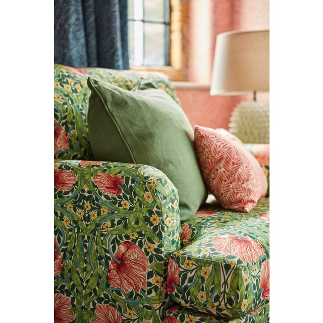 English Morris & Co Pimpernel Fabric in Shamrock/Watermelon - a Sample For Sale - Image 3 of 3