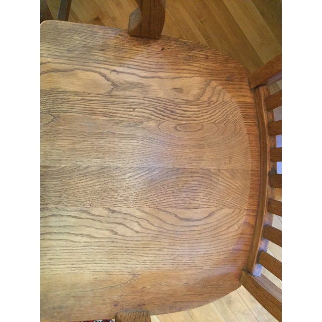 Early 20th Century Pair of Craftsman Antique Library Oak Chairs For Sale - Image 5 of 6