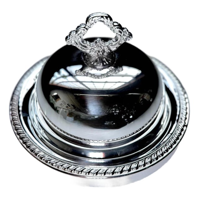 1990s Wallace Baroque Silverplate Cheese Dome: Vintage Ornate Serving Cloche For Sale