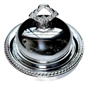 1990s Wallace Baroque Silverplate Cheese Dome: Vintage Ornate Serving Cloche