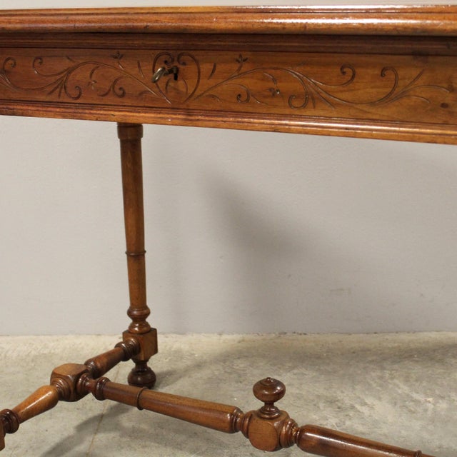 Brown Walnut Writing Table, 19th Century For Sale - Image 8 of 16
