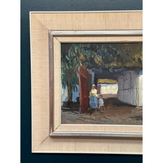 Mid-Century Modern Axel Hamborn, Villagers in Courtyard, 1950s, Oil Painting on Panel, Framed For Sale - Image 3 of 18