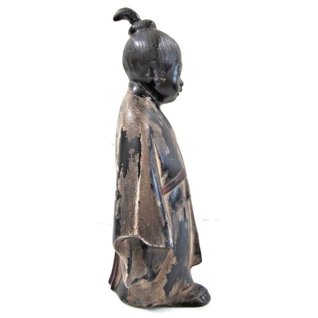 Metal Vintage Japanese Okimono Bronze Sculpture Figure For Sale - Image 7 of 12