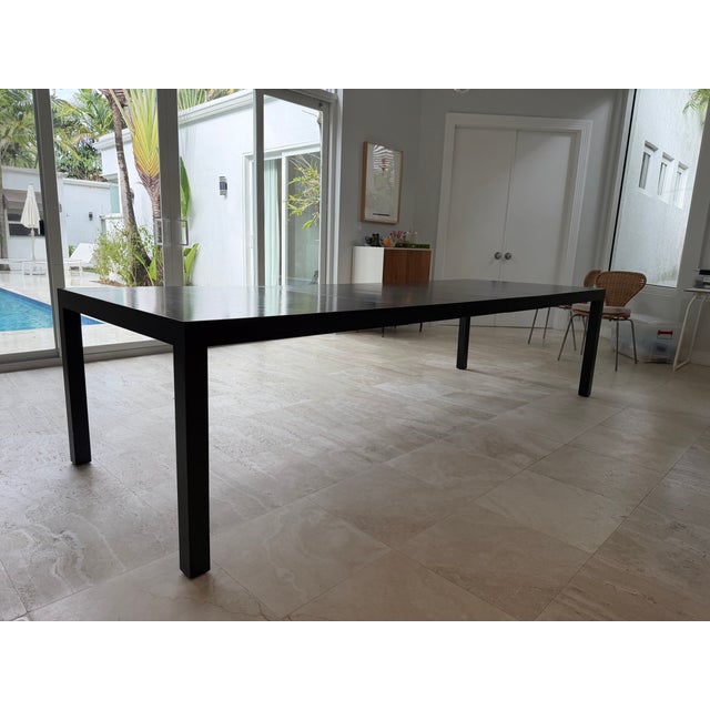 Contemporary Giant Parsons Table in Black Lacquer With 3 Leaves For Sale - Image 3 of 11
