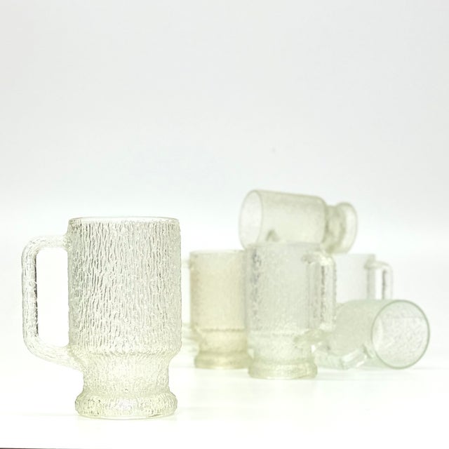 Mid-Century Modern Textured Glass Beer Mugs by Anchor Hocking - Set of 8 For Sale - Image 3 of 5