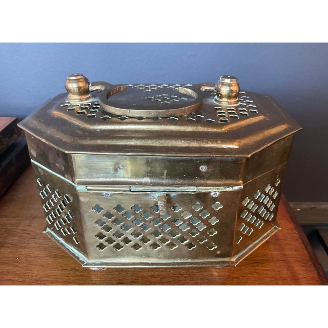 Metal Antique Brass Large Cricket Box For Sale - Image 7 of 18