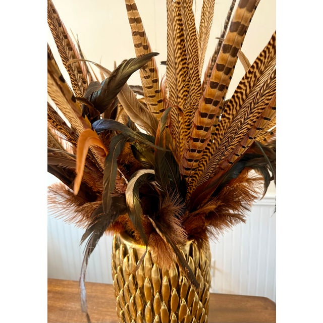 Pheasant Feather Decorative Vase For Sale - Image 12 of 12