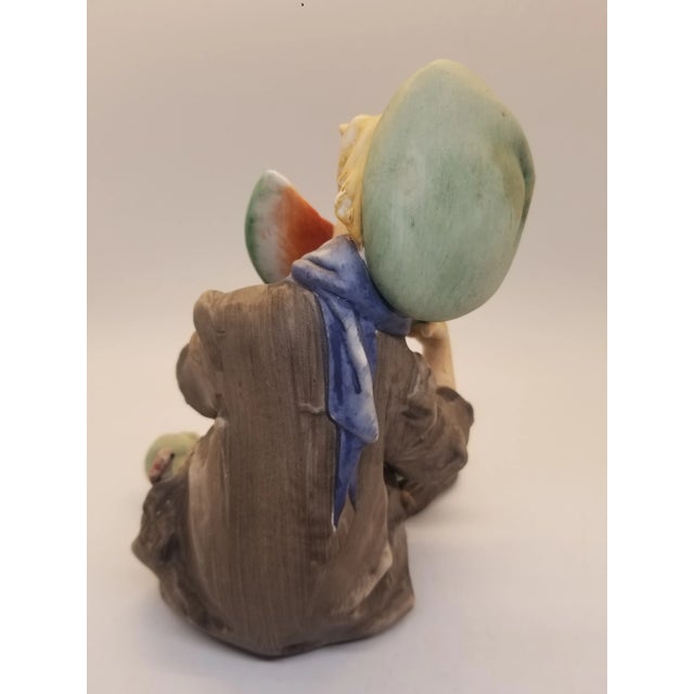 Figurative Vintage Boy Eating Watermelon Capodimonte Melon Porcelain Hand Painted Figurine Numbered For Sale - Image 3 of 6